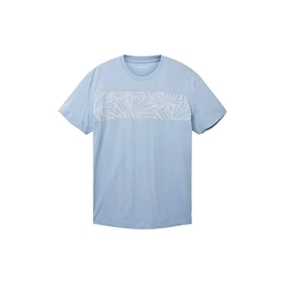Abbildung von TOM TAILOR Herren 1036436 T Shirt mit Palmen Print, 26320 Stonington Blue, L