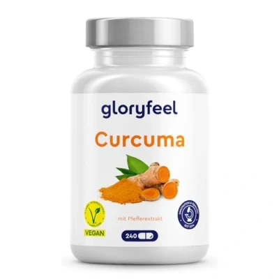 Abbildung von Curcuma Kapseln 240 Stück Curcumin aus 700mg Kurkuma Pulver (Original Indien) + Piperin schwarzem Pfeffer Hohe Bioverfügbarkeit 100% vegan &amp; laborgeprüft