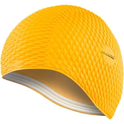 Abbildung von Aqua Speed Womens Swimming Cap Damen Badekappe Lange Haare Latexkappe wasserdicht Latex Schwimmkappe dehnbar Waterproof Swim Women Schwimmmütze Mädchen orange 75 Bombastic