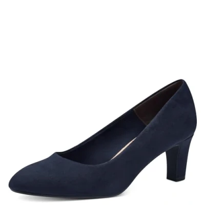 Abbildung von Tamaris Damen Pumps Textil Blockabsatz Vegan; NAVY, EU 39