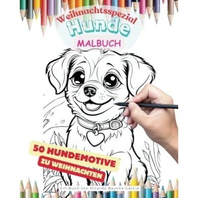 Abbildung von Hundeausmalbuch 50 Schöne Hundeausmalbilder zur Weihnachtszeit: Ausmalbuch für die ganze Familie (Ausmalbücher von Haus bis Zootiere)