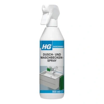 Abbildung von HG Badreiniger täglich, Sprühreiniger für die tägliche Anwendung in Dusche und Waschbecken, geeignet Kunststoff Duschkabinen, geflieste Wände, Marmor Naturstein 2 x 500 ml
