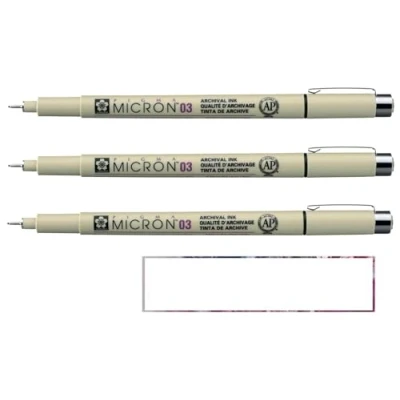 Abbildung von Pigma Micron Sakura 03 Schwarz, 3 Stück und 1 Karte