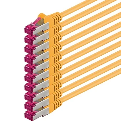 Abbildung von 1aTTack.de 2m gelb 10 Stück Netzwerkkabel Cat6a (10Gb/s) S FTP CAT 6a Lankabel GHMT zertifiziert PIMF 500 MHz Cat5 Cat5e Cat6 Cat7 für Switch, Router, Modem, Internet