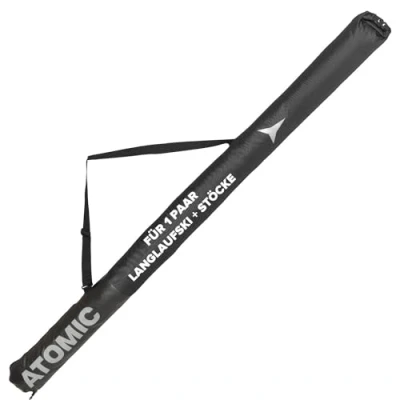Abbildung von ATOMIC NORDIC SKI SLEEVE Schwarz / Grau Skitasche für Langlaufski &amp; Stöcke Längenverstellbar durch Rolltop Wasser schmutzabweisend Annpassbarer Tragegurt