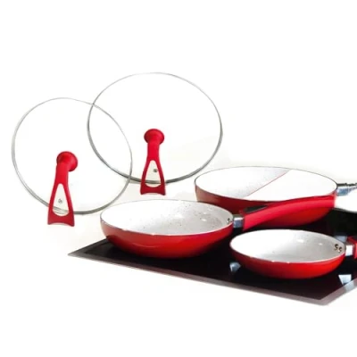 Abbildung von Duo 2 Magic Premium Set 28cm + 24cm Pfannen inkl. Deckel 20 cm Pfanne mit abnehmbaren Griff, Thermokeramik, für alle Herdplatten geeignet, Elektro, Ceran, Gas &amp; Induktion, das Original aus dem TV
