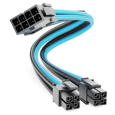 Abbildung von deleyCON 4+4 Pin EPS CPU Prozessor Strom Kabel Intern 30cm 18 AWG PSU Mainboard Motherboard PC Computer Netzteil Nylon Stromkabel Stromversorgung Stecker auf Buchse Schwarz Blau