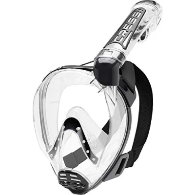Abbildung von Cressi Duke, Unisex Erwachsene Vollgesichtsmaske Great Vision Schnorcheln mit Trockenschlauch, Schwarz (Transparent/Schwarz), M/L