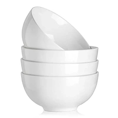 Abbildung von MALACASA, Serie Regular, 4 teilig Porzellan Cremeweiß Müslischalen Set, 1350ml Suppenschüssel Reisschale Bowl Essen, Snackschale Dessertschale für Salat, Suppen, Ramen, Obst usw. 17,8x17,8x8,5cm