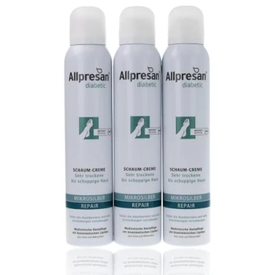 Abbildung von Allpresan diabetic Mikrosilber + REPAIR Schaum Creme mit für sehr trockene bis schuppige Haut bei Diabetes mellitus 200ml (3er Pack)