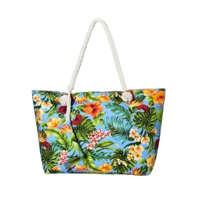 Abbildung von DonDon Strandtasche XXL Familie Badetasche Damen mit Reißverschluss Beach bag groß Südsee Blumen