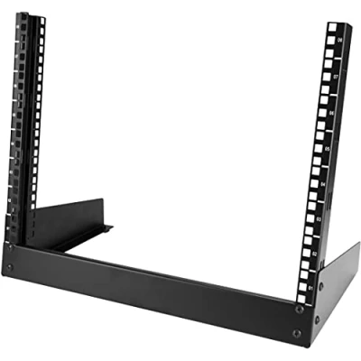 Abbildung von StarTech.com 8HE Netzwerkschrank mit offenem Rahmen 19&quot; 2 Pfosten Freistehendes Tisch Rack für Computer, Server, AV, Medien, IT &amp; Daten Geräte (RK8OD)