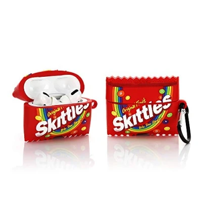 Abbildung von YIGEYI Silikon Hülle Kompatibel mit Airpods Pro Funny Cute 3D Cartoon Case Cover[Geschmack Snacks Serie] (Skittles)