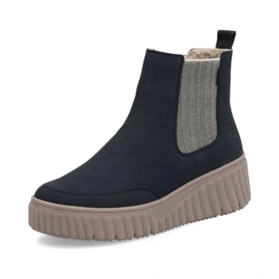 Abbildung von Rieker Damen Chelsea Boots N2553, Frauen Stiefeletten, lose Einlage,halbstiefel,Kurzstiefel,uebergangsschuhe,blau (14),43 EU / 9 UK