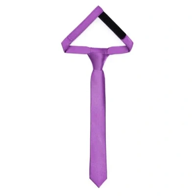 Abbildung von Ladeheid Kinder Krawatte für Jungen Eleganter glänzender Look, Vorgebunden mit einem Klettverschluß, Perfekt besondere Anlässe Stilvolle Ansteckkrawatte TKS (31cm x 4cm, Violett)