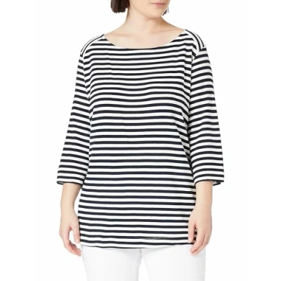 Abbildung von MY TRUE ME TOM Tailor Ottoman Striped Langarmshirt, Damen, Größe: 46, Navy white regular stripe