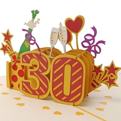 Abbildung von Favour Pop Up® 3D Glückwunschkarte zum 30. Geburtstag auch für Geschenkgutschein oder Geldgeschenk. TG030