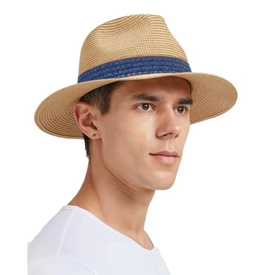 Abbildung von Zylioo Stroh Sonnenhut Kleine Kopf,UV Schutz Fedora Strohhut Größen,Strandhut Sommerhut Größe S für Sommer Urlaub