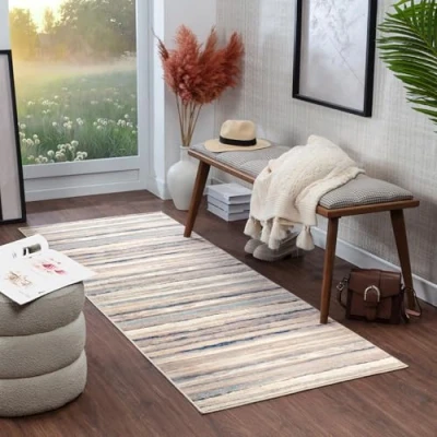 Abbildung von Livabliss Surya Bruges Teppich Läufer Modern Abstrakt Design in Marmor Optik für Esszimmer, Schlafzimmer, Wohnzimmerteppich weicher Groß 80x220cm Weiss, Grau