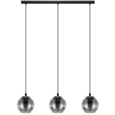 Abbildung von Eglo 98652 Pendelleuchte ARISCANI Rauchglas schwarz transparent E27 3X40W L:76,5cm B:16,5cm H:110cm dimmbar