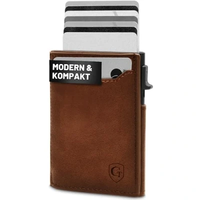 Abbildung von GenTo Slim Wallet mit Münzfach Geldbeutel Herren für 10 Karten Geldbörse RFID Schutz Smart kleines dünnes Kartenetui Portemonnaie