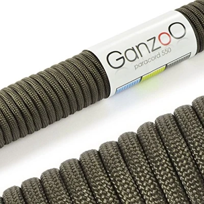 Abbildung von Ganzoo Paracord 550 Seil Tarn Grün 4mm Schnur Typ 3, Nylon &amp; Polyester, ideal für Basteln von Hundeleine Halsband Armband/Camping Survival und Outdoor 30 Meter Allzweckseil 7 Innenstränge