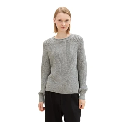 Abbildung von TOM Tailor Denim BALLONÄRMELN Strickpullover, Damen, Größe: Small, Cement grey mélange