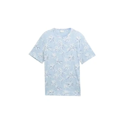 Abbildung von TOM TAILOR Herren 1046764 T Shirt, 37973 Powder Blue Stripe Palm Design, S