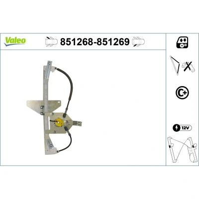 Abbildung von Valeo Fensterheber hinten links elektrisch ohne Elektromotor mit Komfortfunktion 851268 CITROËN: C5 III Estate, 3