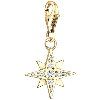 Abbildung von Nenalina Stern Charm 925 Sterling Silber für Damen, Glas Kristalle, passend alle gängigen Charmträger und Bettelarmband, Farbe Silber, 0403742619