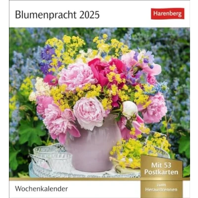 Abbildung von Blumenpracht Postkartenkalender 2025 Wochenkalender mit 53 Postkarten: Kalender traumhaften Fotos von Blumensträußen und Blüten. ... Postkarten (Postkartenkalender Harenberg)