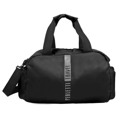 Abbildung von PERLETTI Sporttasche Grün Rot Schwarz Herren Damen Reisetasche Weich Leicht Wasserdicht Ryanair 40x20x25 cm Weekender Kabine Koffer Bag 20 Liter Reiserucksack Umhängetasche Lufthansa (Schwarz)