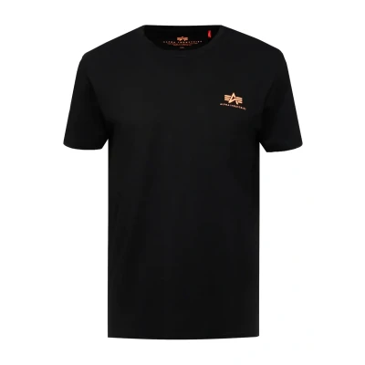 Abbildung von Alpha Industries Small LOGO Tshirt print, Herren, Größe: Small, Black / neon orange