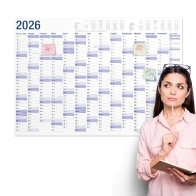 Abbildung von Yohmoe® XXL Wandkalender 2026 groß (98 x 68 cm) GEFALZT in Poster Größe. Querformat, gefaltet Kalender