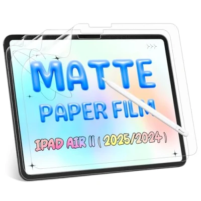 Abbildung von 3 Stück Papier Folie Kompatibel mit iPad Air 7/6. Gen 11 Zoll 2025/2024, Matte Papierfolie Schutzfolie Displayschutz Film Blendfreiem Feel Paper PET Screen Protector for Writing Drawing Sketching