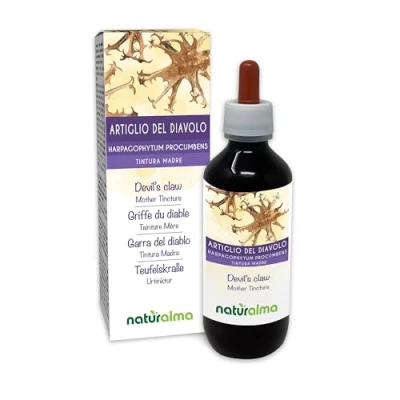 Abbildung von Teufelskralle (Harpagophytum procumbens) Wurzeln Alkoholfreier Urtinktur Naturalma Flüssig Extrakt Tropfen 200 ml Nahrungsergänzungsmittel Veganer