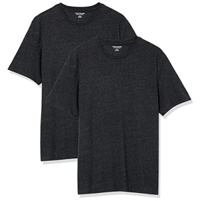 Abbildung von Amazon Essentials Herren Kurzärmliges T Shirt mit Rundhalsausschnitt in normaler Passform, 2er Pack, Dunkelgrau Meliert, 6XL Große Größen