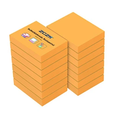 Abbildung von ZCZN 14 Blöcke Haftnotizen orange, kleine Klebezettel 51 x 38 mm, Sticky Notes 100 Blatt pro Block für Schule, Zuhause, Büro