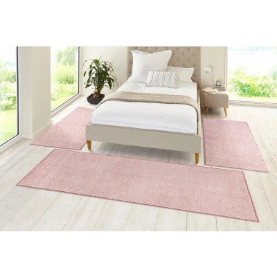 Abbildung von Hanse Home Pure Teppich Bettumrandung 3 teilig Bettvorleger Bettläufer Teppichläufer Kurzflor Einfarbig Unifarben Läufer Set für Kinderzimmer Schlafzimmer, Taupe Creme, 2X 70x140cm 1x 70x240cm
