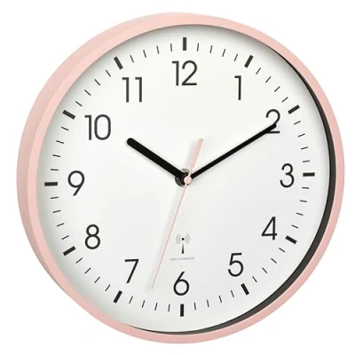 Abbildung von TFA Dostmann Analoge Funk Wanduhr, 60.3550.16, höchste Genauigkeit, modern, analog, rosa Sekundenzeiger, Glasabdeckung, für Wohnzimmer, den Eingangsbereich, Geschenk, 245 x 42 mm