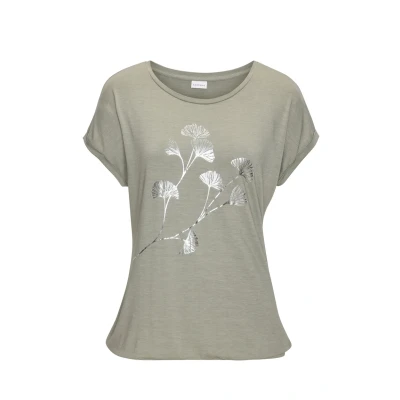 Abbildung von LASCANA Kurzarmshirt »mit schimmerndem Blumenprint«, aus elastischer Viskose Qualität
