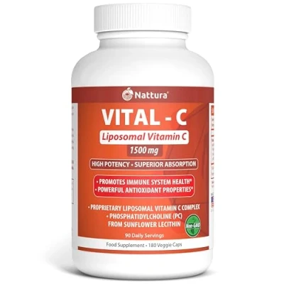 Abbildung von Liposomal Vitamin C 1500 mg 180 Veggie Caps Proprietary Complex with Phosphatidylcholine (PC) from Sunflower Lecithin