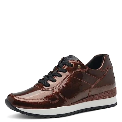 Abbildung von MARCO TOZZI Damen Sneaker flach aus Kunstleder zum Schnüren, Braun (Bronce Pat.Com), 40