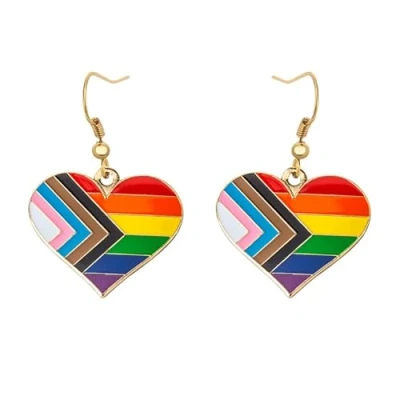 Abbildung von Bisexual Pride Heart Shape Dangle Ohrringe Gay &amp; Lesbian LGBT Geschenke Rainbow Schmuck