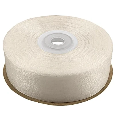 Abbildung von Netuno Schleifenband 25mm x 32m Farbe ecru Dekoband Geschenkband Organzaband Chiffon Stoff für Dekoration DIY Basteln Handwerk Hochzeit Party Geschenke Verpackung