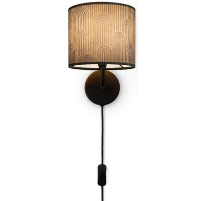 Abbildung von Paco Home Wandleuchte »Luca Pillar«, Leuchtmittel E14 ohne Leuchtmittel, Stofflampe Rund Mit Stecker Wohnzimmer Flur Vintage Retro