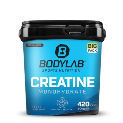 Abbildung von Bodylab24 BIG PACK Creatine Monohydrate 420 Kapseln, mit 3000mg Kreatinmonohydrat je Tagesdosis, reines Pulver, hochdosiertes Kreatin für mehr Energie und Kraft
