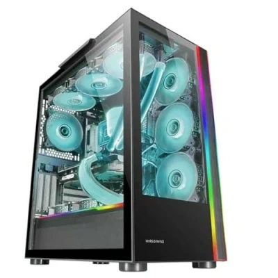 Abbildung von Mars Gaming MC Ultra Schwarz, Gehäuse Custom XXL E ATX, Dual ARGB LED Streifen, Gehärtete Glasfenster, Vertikale Kamera Struktur