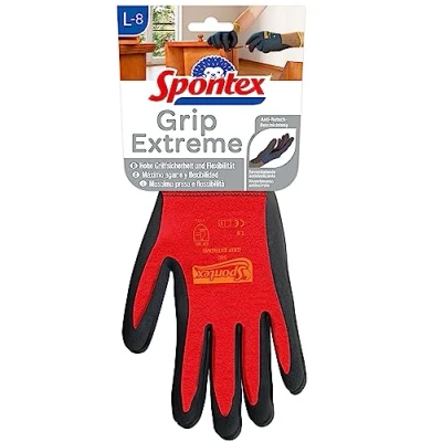 Abbildung von Spontex Grip Extreme Arbeitshandschuhe mit Nitrilbeschäumung, nach EN 388, leicht, flexibel, Farbe nicht frei wählbar, Größe L, 1 Paar