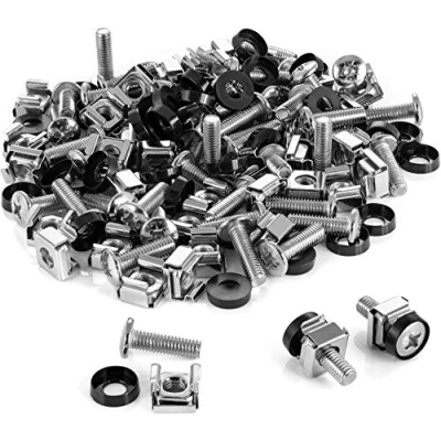 Abbildung von Poppstar M6 x 20mm Rack Schrauben &amp; Käfigmuttern Set für 10“ und 19“ Netzwerkschränke (100 Stück) Serverschrank inkl. Unterlegscheiben